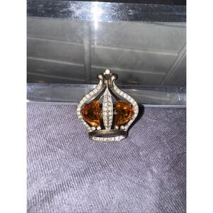 Stunning Vintage‎ CROWN Jeweled Brooch In Sterling Circa 1940 Alfred Philippe?